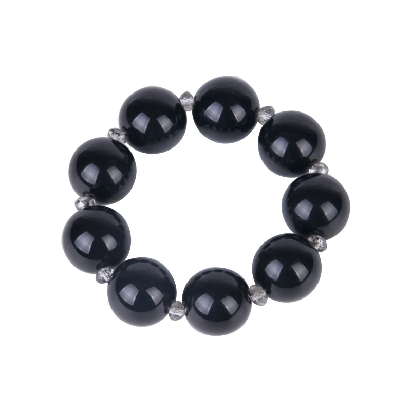 Trendy Fashion Resin Cuff Women Bracelet and Bangles Stretch Acrylic Black Round Beaded Bracelets Girl Charms New Jewelry 2019 (3)