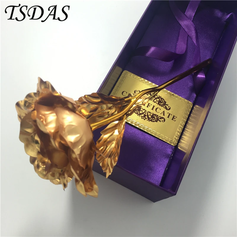 

Best Gift! 24k Gold Foil Plated Rose Gold Rose Valentine Day Sweet Gift Forever Love Bloom With Gift Box