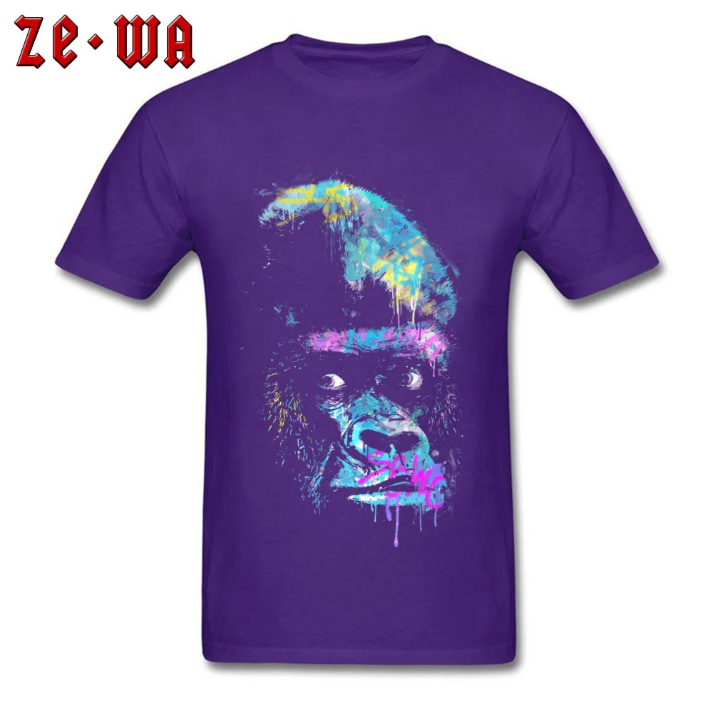 Gorilla street head T Shirt Funny Short Sleeve Latest Crewneck 100% Cotton Tops & Tees Normal Tops & Tees for Men April FOOL DAY Gorilla street head purple