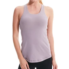 Женская однотонная дышащая приталенная жилетка без рукавов на бретельках с нагрудным подкладом для занятий йогой спорта YA88