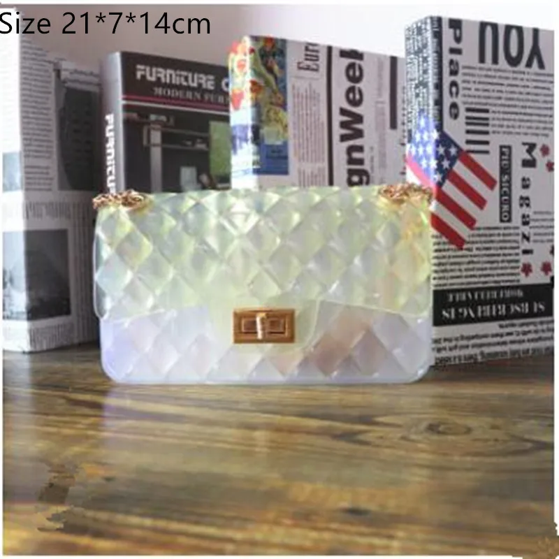 

Clear Transparent Pvc Lingge Chain Jelly Bag Lady Handbag Candy Color Gradient Crossbody Bag For Women Mini Shoulder Bag Clutch