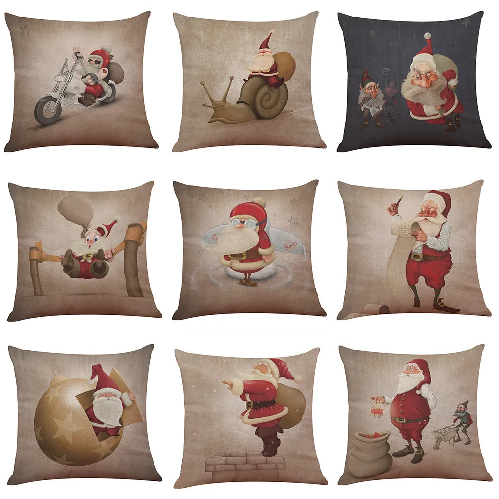 Декоративные Чехлы для подушек новые рождественские озорные Санта Клаус хлопковые льняные наволочки для диванной подушки Чехлы для подушек домашний декор Kussenhoes# F