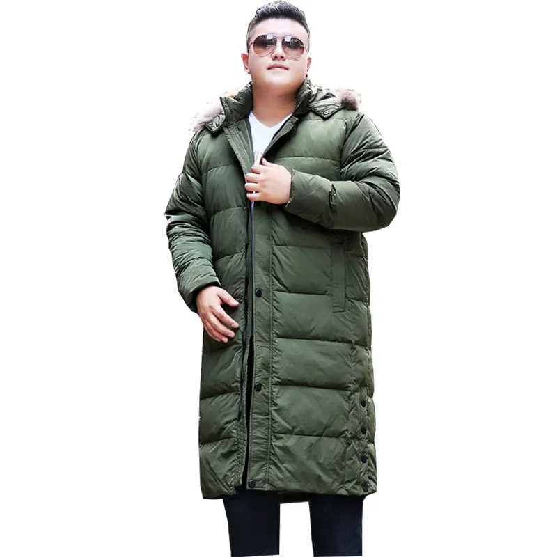 Для мужчин зимние куртки мода с капюшоном Теплый Хлопок повседневное Мужская куртка с капюшоном Длинные выше колен негабаритных пальто