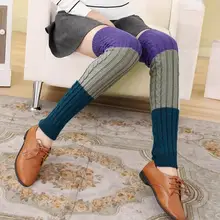 1 пара осенне-зимние женские трикотажные полосатые чулки носки с отделкой для ног Акриловые мягкие и удобные высокие спортивные носки для девочек