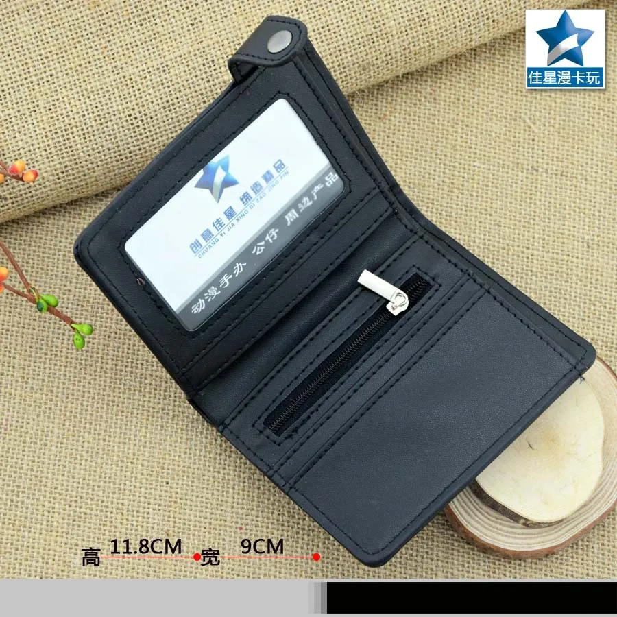 Аниме ПУ короткий черный кошелек бумажник на кнопке с принтом Kumamon|button wallets|wallet