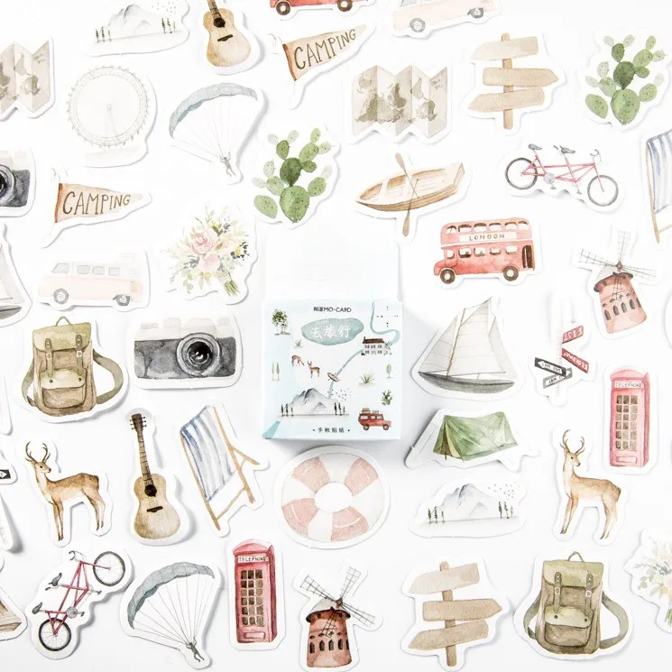 

Go to travel diy decorative stationary stickers(1pack=46pieces)
