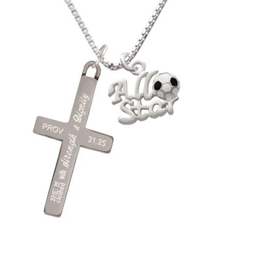 All Star - Soccer ball - Strength and Dignity - Cross Necklace (1)