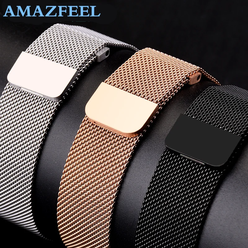 Металлический браслет миланские часы ремешок для Xiaomi Huami AMAZFIT Bip 20 мм 22 Stratos