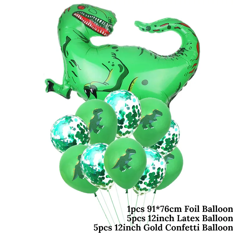 11 шт Мальчики День Рождения динозавр вечерние фольга конфетти для воздушного шара латексные шары динозавр воздушный шарик Globos Baby Shower День Рождения Декор - Цвет: as picture 1