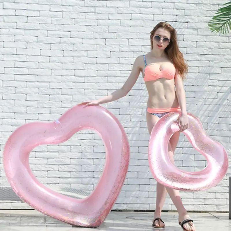 Надувной бассейн Love Heart розовое золото блестящее кольцо для плавания инструмент