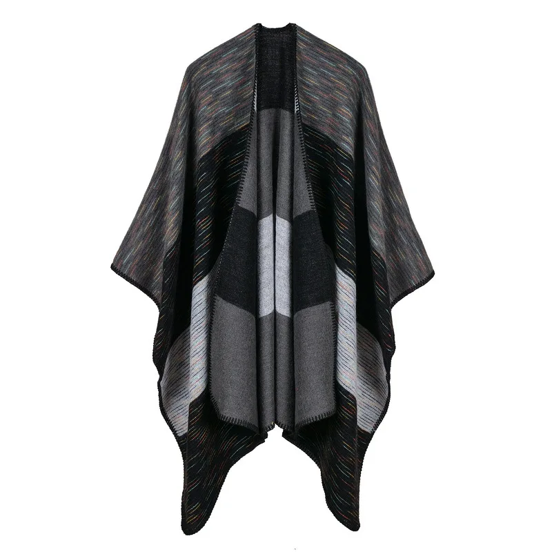 

Vanled 2017 brand women scarf high quality plaid imitation cashmere winter ponchos and capes thick warm knit lady pashmina stole