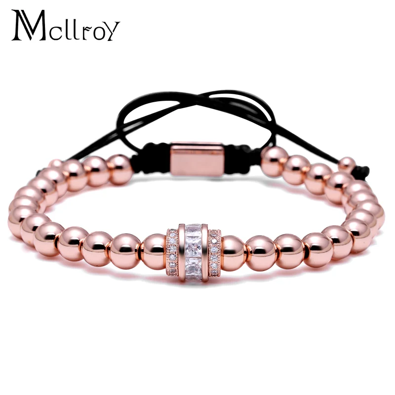 Mcllroy Purple 7MM Transport Beaded Bracelet CZ Zircon Pave Bead Rope Braided Men Women Beaded Classic Luxury Bracelets pulseras