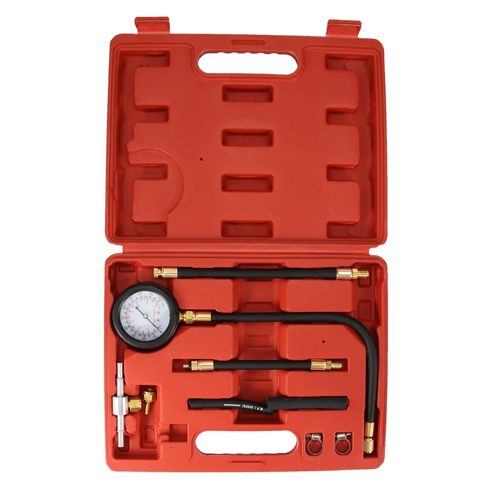 Fuel Injection Pump Injector Tester Test Pressure Gauge Gasoline Cars Trucks Kit