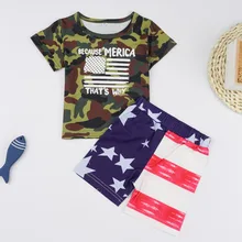 Baby Boy Summer Clothes Flag Camouflage Letter Print T-shirt Tops Shorts 4th Of July Sets Vetement Enfant Garcon Summer 2019