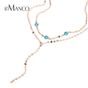 

e-Manco Vintage Double Layered Choker Necklace for Women Gold Color Luxury Statement Necklaces Fashion Jewelry Wholesale