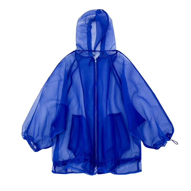 

Summer Thin Long Sleeve Basic Coat Sexy Transparent Mesh Sheer Jackets Women's Jackets Large Size Coats Sunscreen Outerwear