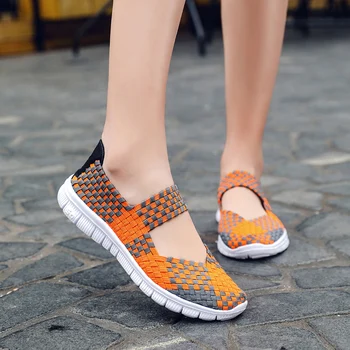 

Plus Size 35-42 New Design Women Flats Stretch Fabric Causal Shoes Mother Loafers Ballet Light Breathable Chaussure Femme Shoe