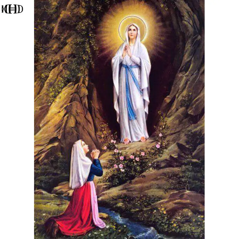 100% DIY Diamond Mosaic religion virgin Mary Handmade Painting Cross Stitch Square Embroidery Rhinestones | Дом и сад