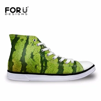 

FORUDESIGNS 2018 New Arrival Spring Men's High-top Vulcanize Canvas Shoes Novelty Fruits Printed Male Casual Lace-up Flat Shoes
