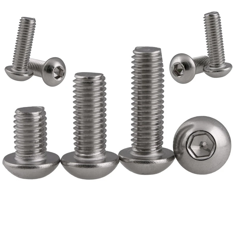 

50pcs M2 M2.5 M3 M4 M5 M6 ISO7380 Hexagon Socket Button Head Screw Bolt Round Head Machine Screws 304 stainless steel A2-70