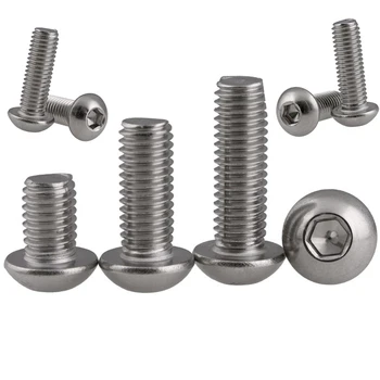 

50pcs M2 M2.5 M3 M4 M5 M6 ISO7380 Hexagon Socket Button Head Screw Bolt Round Head Machine Screws 304 stainless steel A2-70