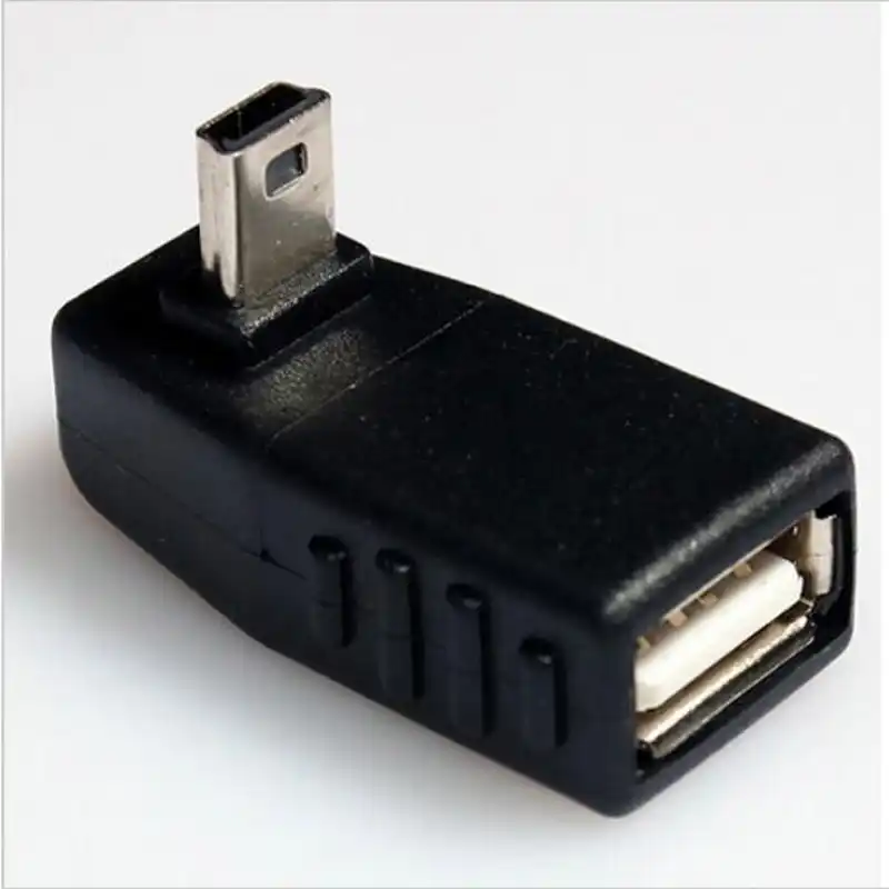 Мини-usb мужчина к USB Женский 90 градусов левый угол конвертер Разъем синхронизации данных OTG адаптер для автомобиля MP3 MP4 планшеты телефоны u-диск - изображение