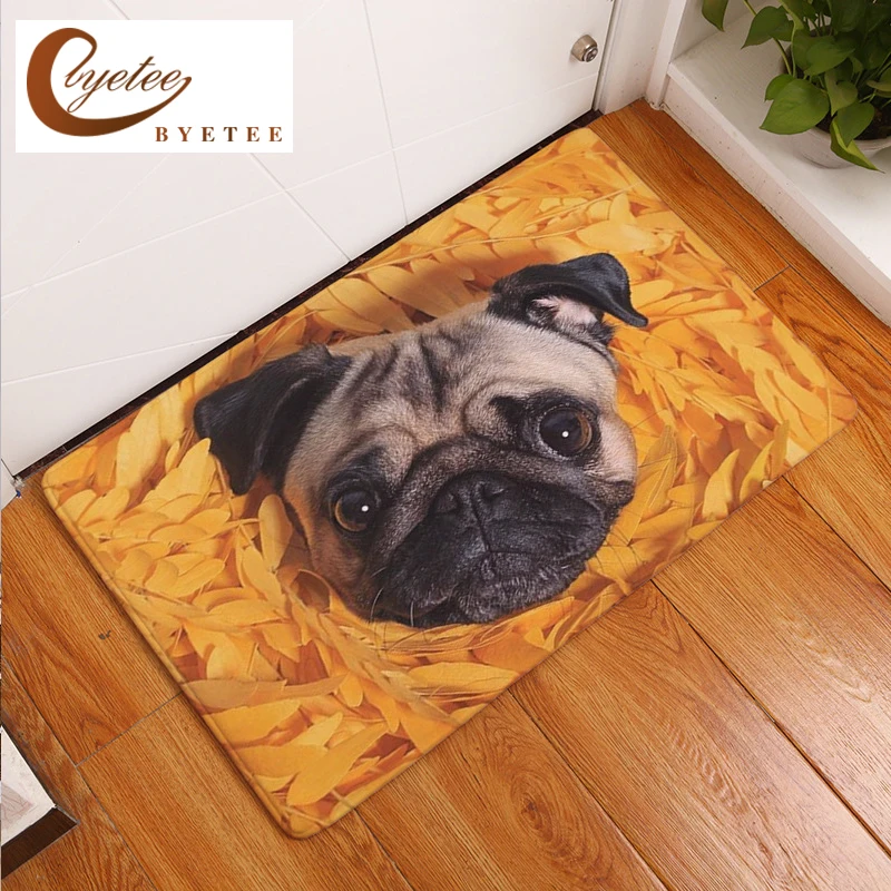 [byetee] Flannel Dog Door Mats Outdoor Mat Digital Printing Foot Mat