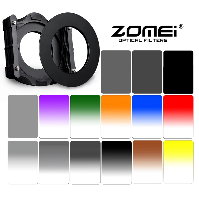 

ZOMEI 100*150mm Neutral Density Graduated ND Square filter with holder kit & 67/72/77/82/86/95mm adapter ring set for Cokin Z