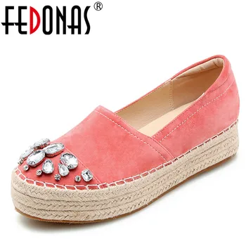 

FEDONAS Ladies Flat Fashion Bling Rhinestone Women Flats Casual Leather Ballet Flats Shoes Woman Prom Platforms Flats Shoes