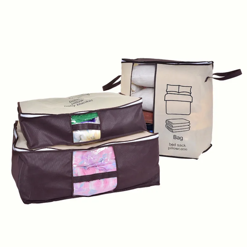 Non woven Portable Clothes Storage Bag Organizer 45.5*51*29cm Folding Closet Organizer For