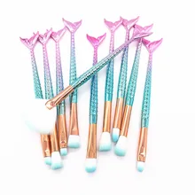 10 PCS Professional Mermaid Makeup Brushes Foundation Eyebrow Eyeliner Blush Powder Cosmetic Concealer Fishtail Makeup S 12pcs cosmetic makeup brushes set foundation powder eyebrow lip eyeliner blush cosmetic concealer cosmetic brushes tools kit 11