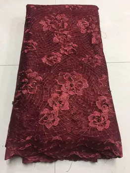 

2019 Latest French Nigerian Laces Fabrics High Quality Tulle African Laces Fabric Wedding African French Tulle Lace ZJ018