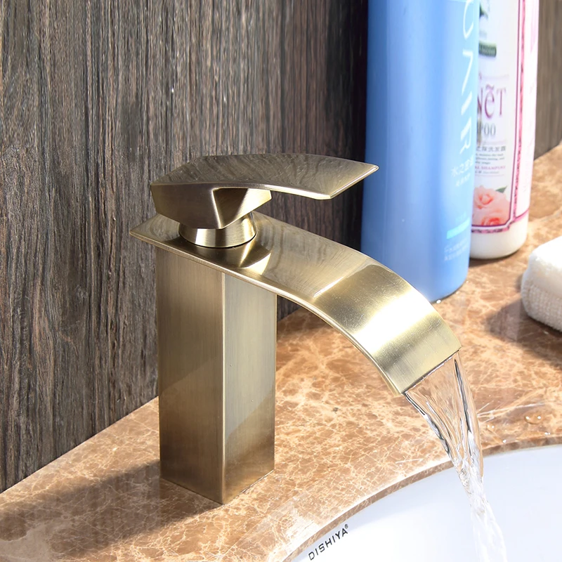 

Basin Faucets Antique ORB sink waterfall Tap single lever single hole Bathroom Faucet Deck Mounted basin waterfall Faucet