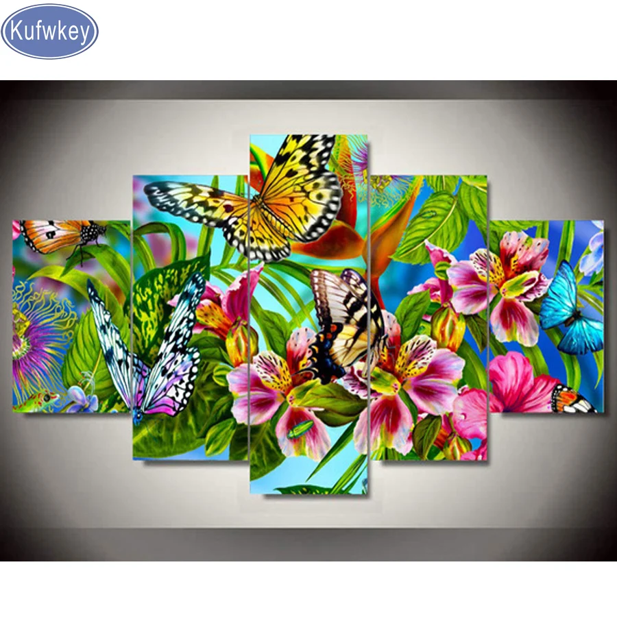 

5d Diamond Painting Cross Stitch"butterfly"Needlework Diamond Mosaic Animal Pictures of Rhinestones Home Decor 5D DIY 5 pcs/set