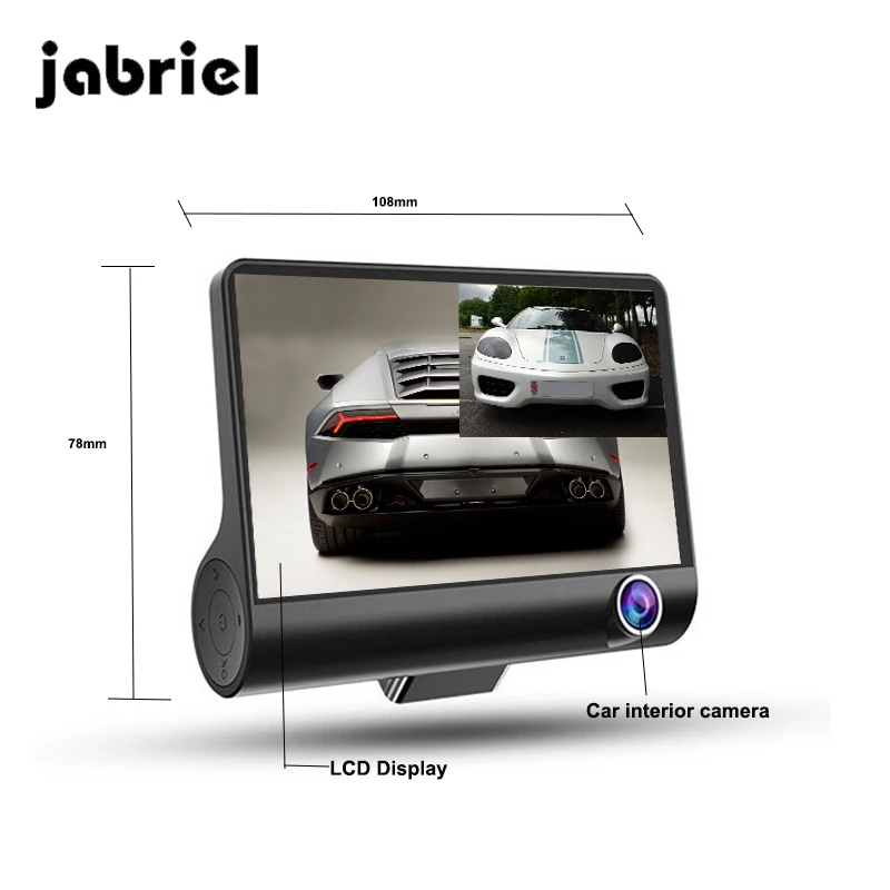Jabriel Car DVR With three Cameras 4.0 Inch IPS auto Registraror car drive Full HD 1080P Digital Video Recorder Dash Cam Camera