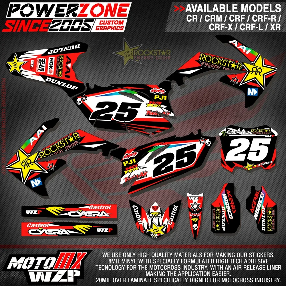 CR CRF 250 450 CR250F X CR450F X RockStar Style Customized Racing Graphics Backgrounds Decals Stickers  Motorcycle Dirt Bike MX