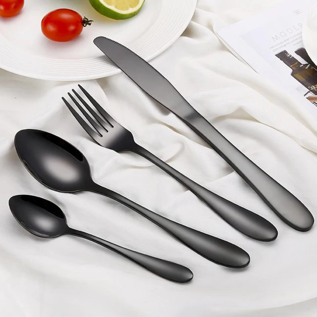 4Pcs/Set Colorful Flatware Stainless Steel Tableware Steak Knife Fork Spoon Dinner Western Food HQ Rainbow Cutlery Set