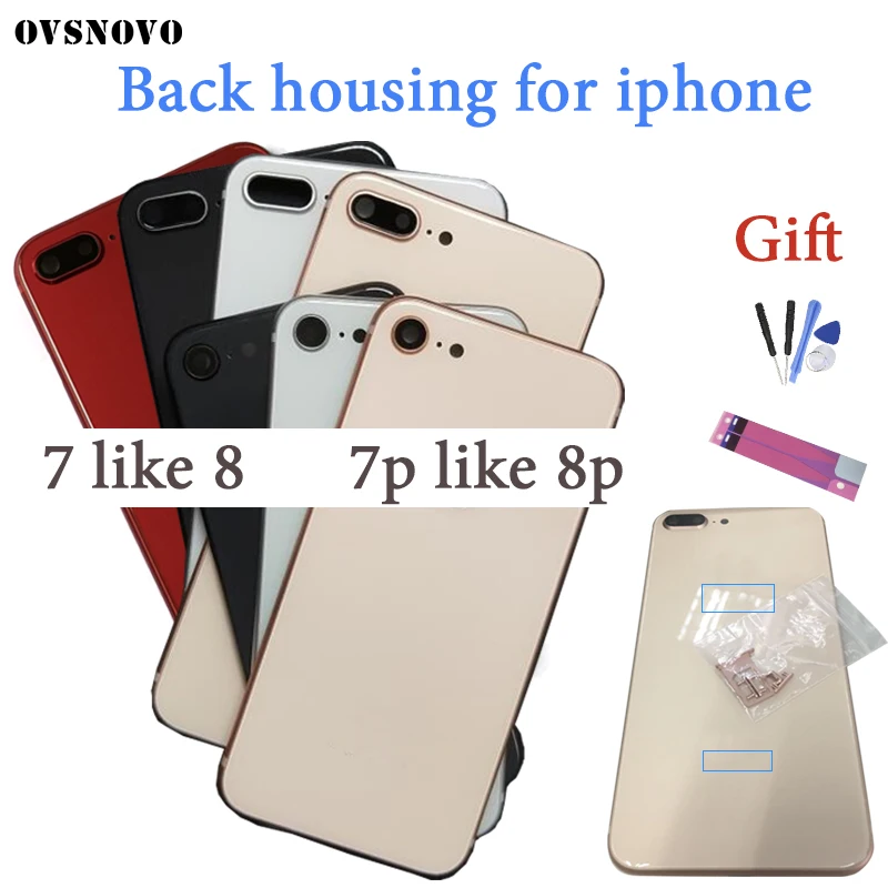 

European CE version Glass Body Back Housing Case For iPhone 7 plus like 8 plus frame Battery Cover Rear Door for iPhone 7 to 8