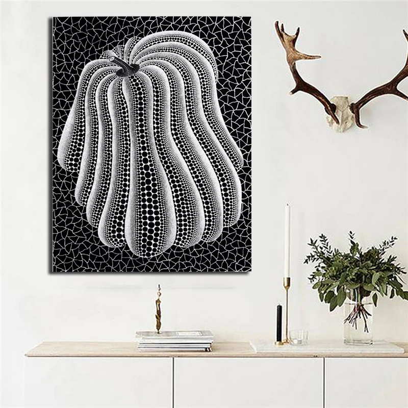 

Black And White Pumkpin Canvas Art Painting Yayoi Kusama Canvas Print Wall Art Pictures For Living Room Cuadros Decoration