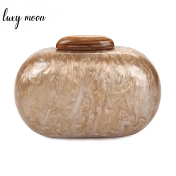 

Oval Shape Acrylic Clutch Bag High Quality Ladies Wedding Party Purse Women Evening Bag Cute Mini Chain Shoulder Bag ZD1229