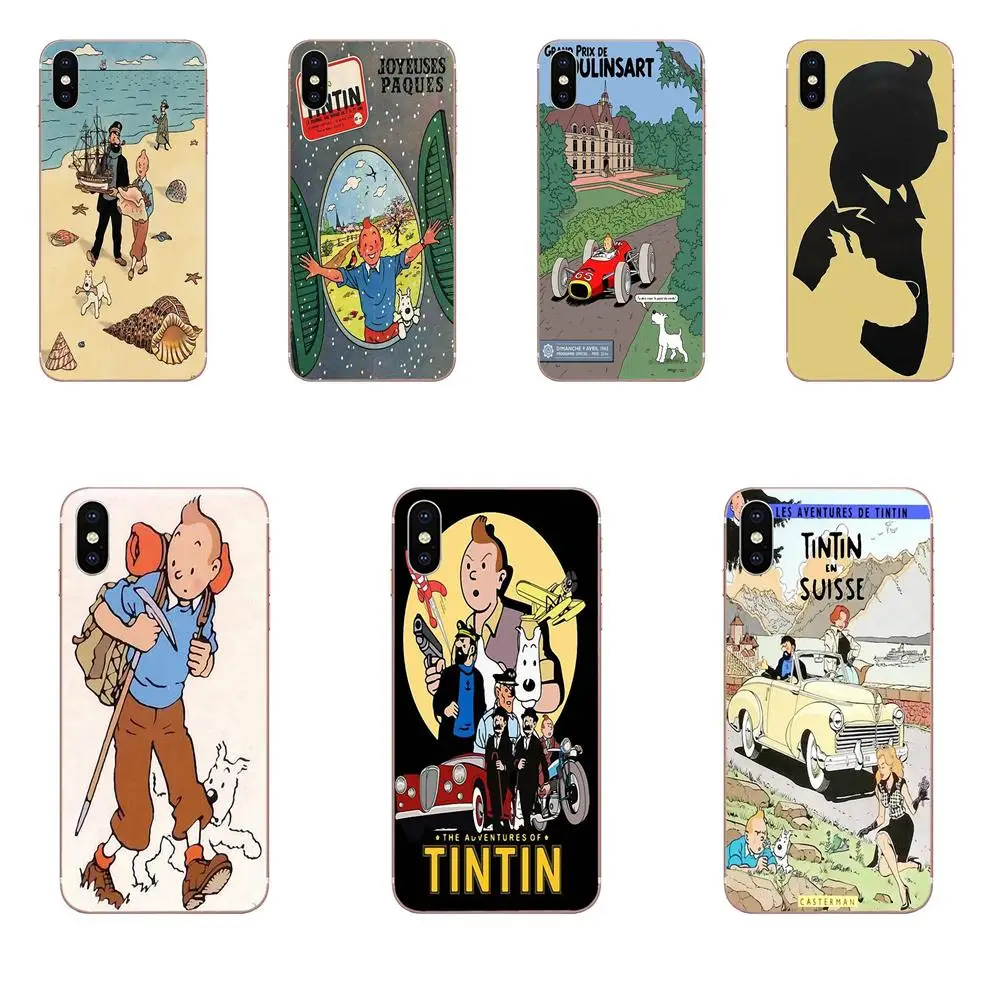Мультфильм Тинтин плакат для Apple IPhone X XS Max XR 4 4s 5 5C 5S SE 6 6S 7 8 Plus Мягкий ТПУ