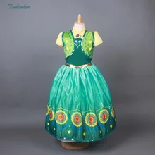 2018 New Girl Printing Princess Anna Elsa Shawl Vest Dress Girl Party Dress Cosplay Clothing Costumes Vestidos Infantis Disfraz beautiful carnation flower vest dress runway vintage key dress vestidos infantis baby girl clothes 8002