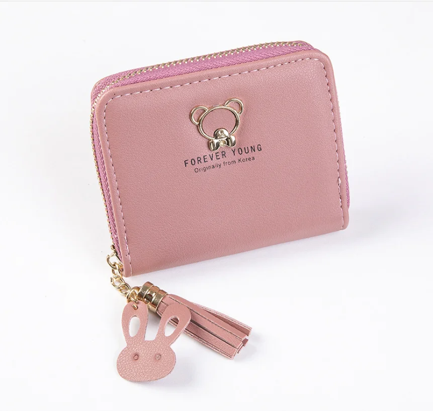 2019 Для женщин дамы маленький кошелек, кожаный мешок Пенал Bear Zip сумки