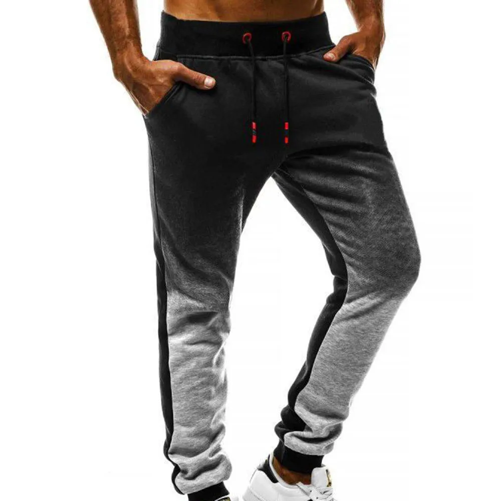 Модные мужские спортивные штаны для бега, фитнеса, повседневные свободные Тренировочные штаны на шнурке - Цвет: Gray
