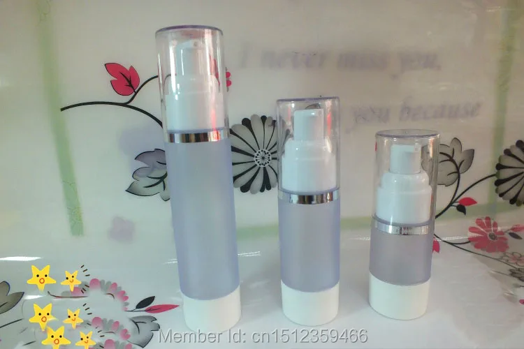 15ML30ML50ML матовая безвоздушная бутылка с птичьим ртом серебряная и Золотая крышка, пластиковые безвоздушные бутылочки, тара для косметики, 20 шт./лот