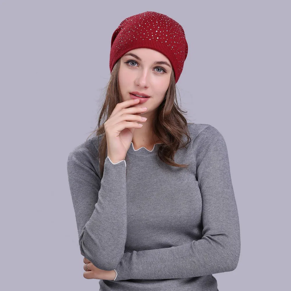 Womail новые модные зимние теплые шапки для женщин, одноцветная шапка, вязаная Лыжная шапка, зимняя теплая шерстяная шапка, популярные женские шапки Jan5