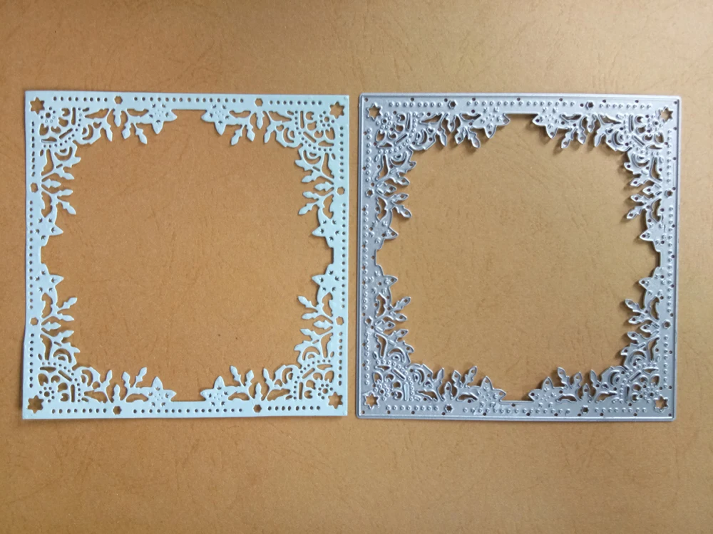 Эстель Выгравированные штампы квадратные листья лоза границы металлические