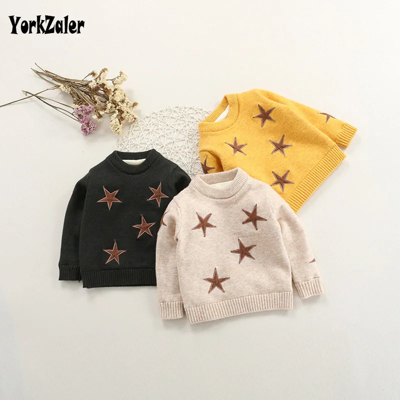 

Yorkzaler Kids Sweater For Girls Boys Thicken Cartoon Stars O-neck Long Sleeve Chilren's Blouses Warm Winter Toddler Clothes