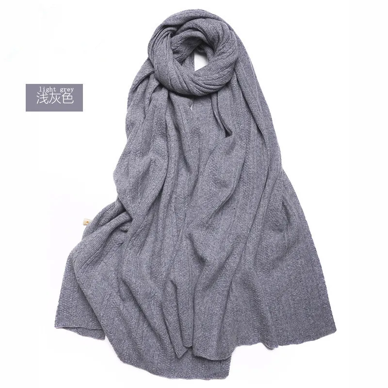 light grey Козья кашемировая вязаная женская мода рог-пряжка шарфы шали пашмины пончо многоходовой 60x200 см - Цвет: light grey