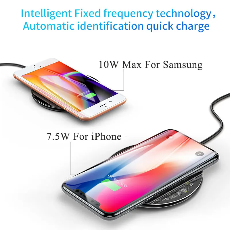 Беспроводное зарядное устройство Baseus 10W Qi для iPhone X/XS Max XR 8 Plus Видимый Элемент Беспроводная зарядная панель для samsung S9 S10+ Note 9 10